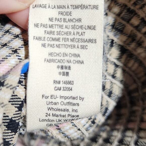 Free People Mare Mare Robbie Top Retro Square Neck Puff Sleeve Plaid Blouse - Picture 7 of 8